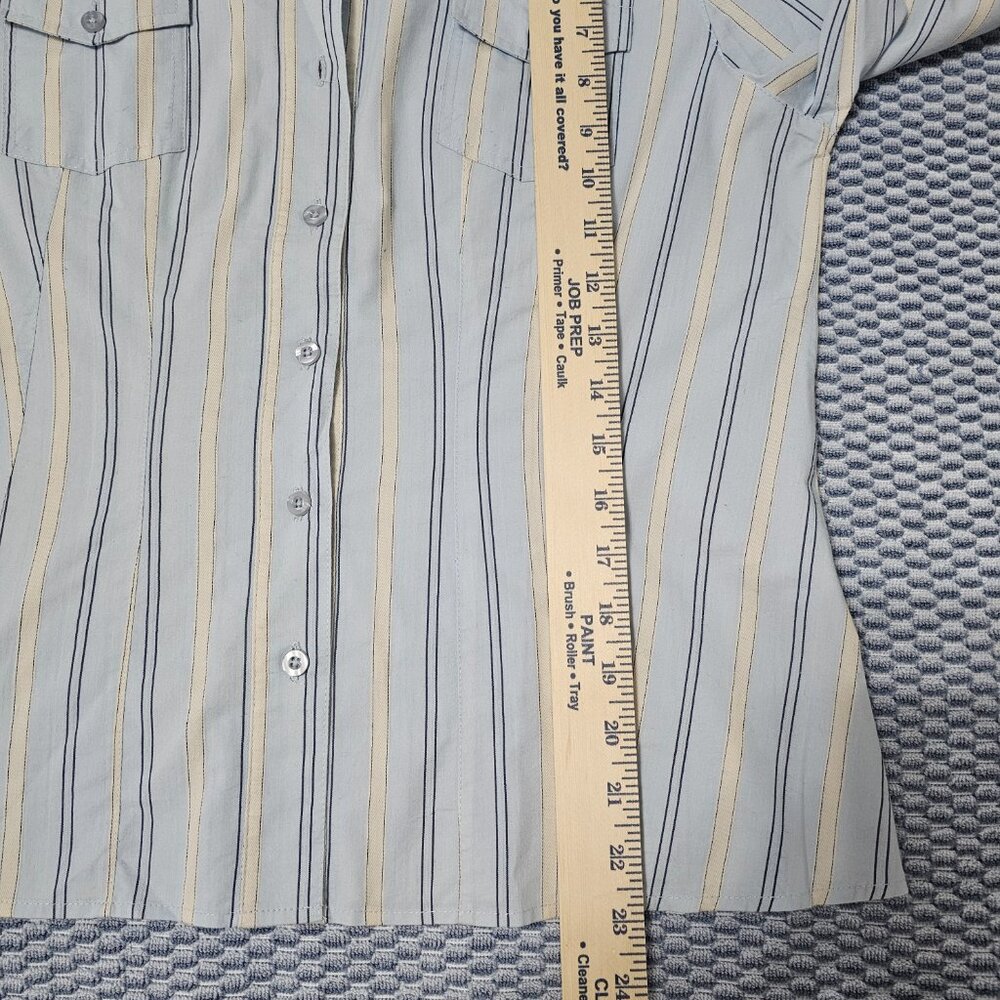 Calypso Light Blue & Yellow Striped Button-Down Shirt - Size Large - Picture 6 of 6